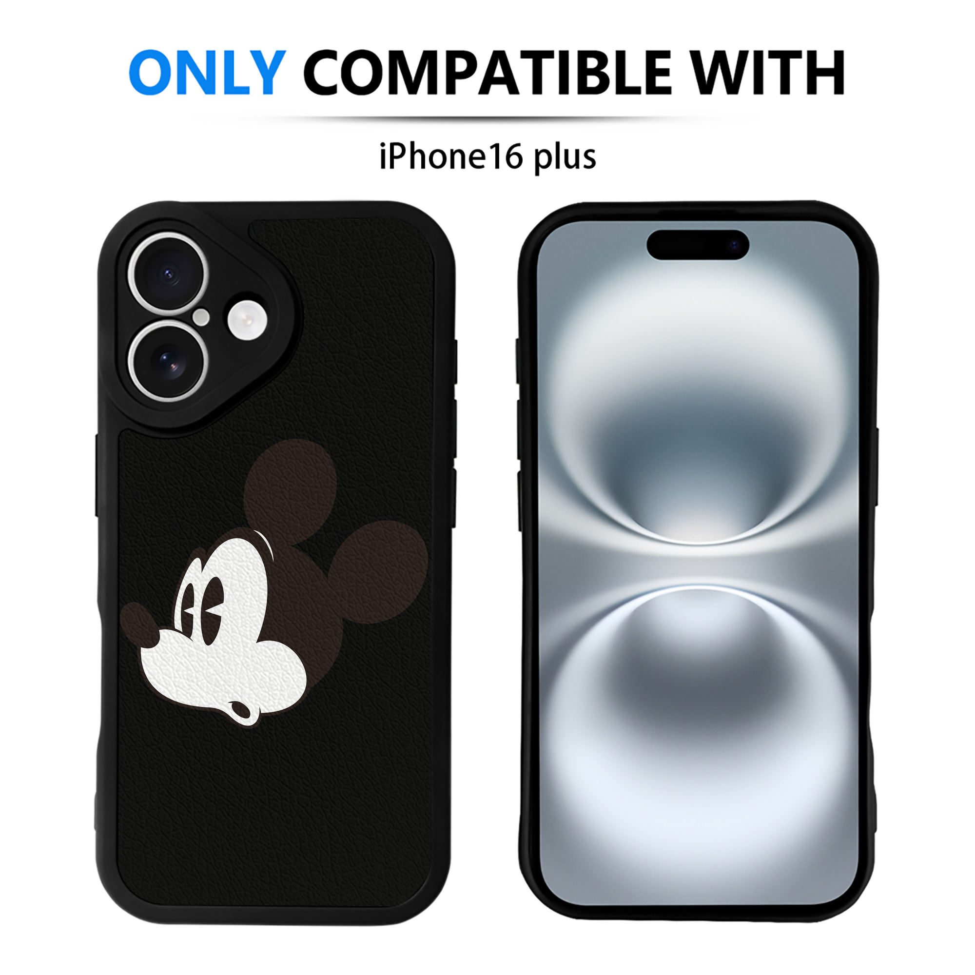 （画像用） ミッキーマウス Mickey Mouse 【iPhone 16シリーズ対応】シリコンスマホケース（レザー調） 材質：シリコン